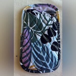 Tropical Leaf Print Quilted Pouch